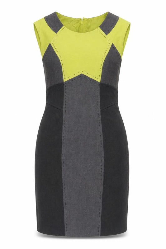 Marks and Spencer Women's Grey Green Colourblock Sheath Dress UK 12