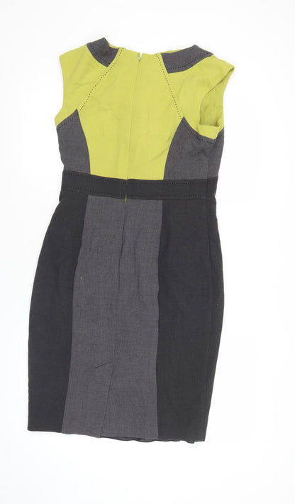 Marks and Spencer Women's Grey Green Colourblock Sheath Dress UK 12