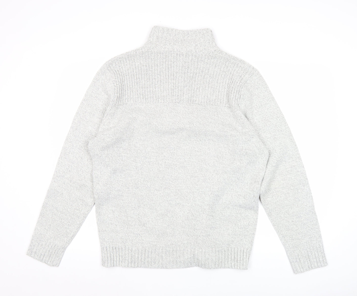 Tu Men’s Grey High Neck 1/2 Zip Chunky Knit Jumper Size L