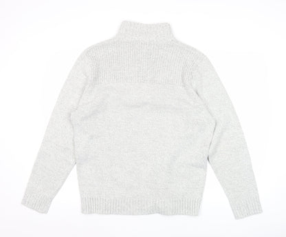 Tu Men’s Grey High Neck 1/2 Zip Chunky Knit Jumper Size L