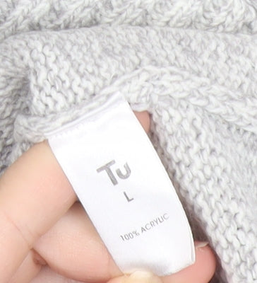 Tu Men’s Grey High Neck 1/2 Zip Chunky Knit Jumper Size L