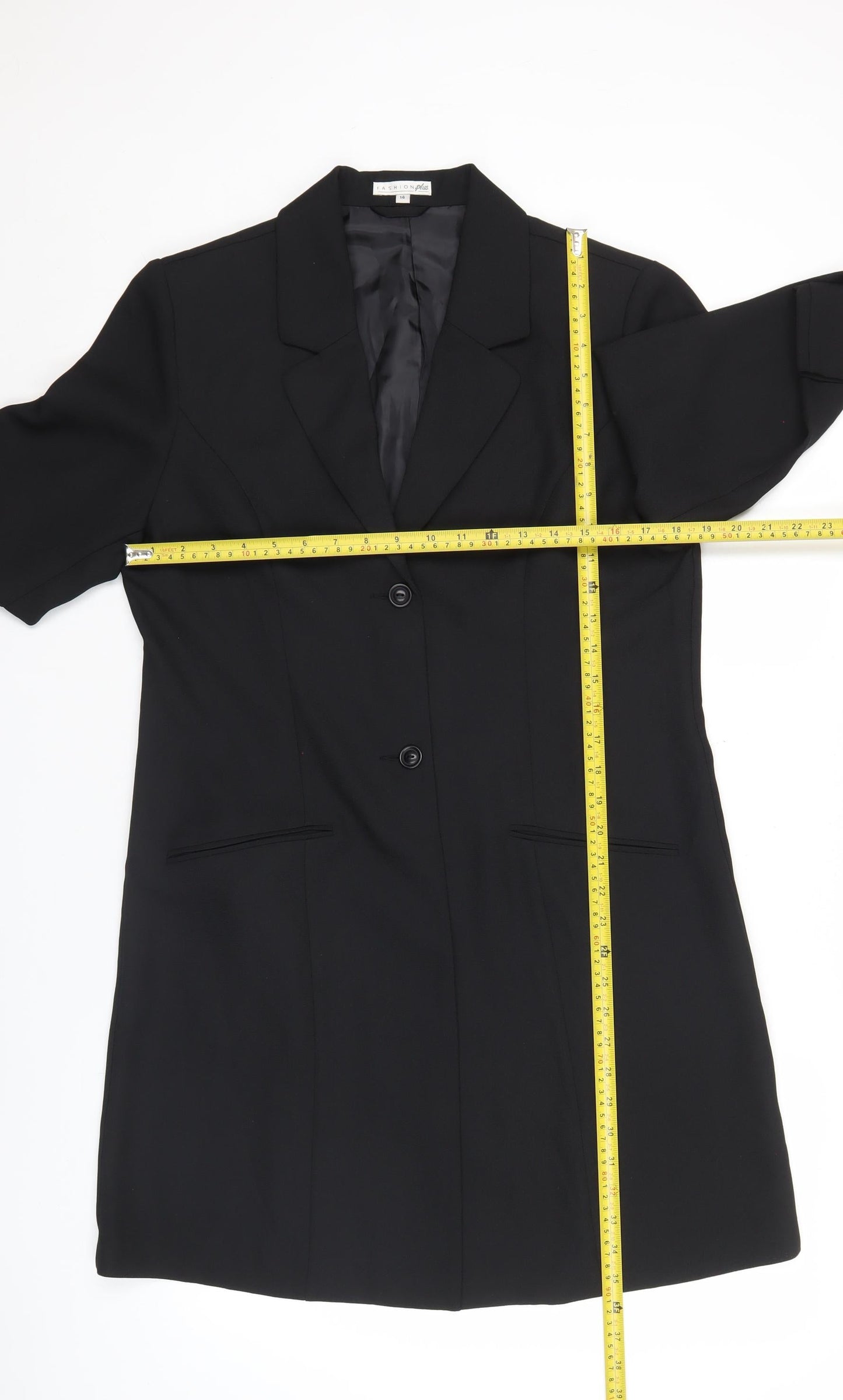 Fashion Plus Womens Black Size 14 Tailored Formal Suit Jacket