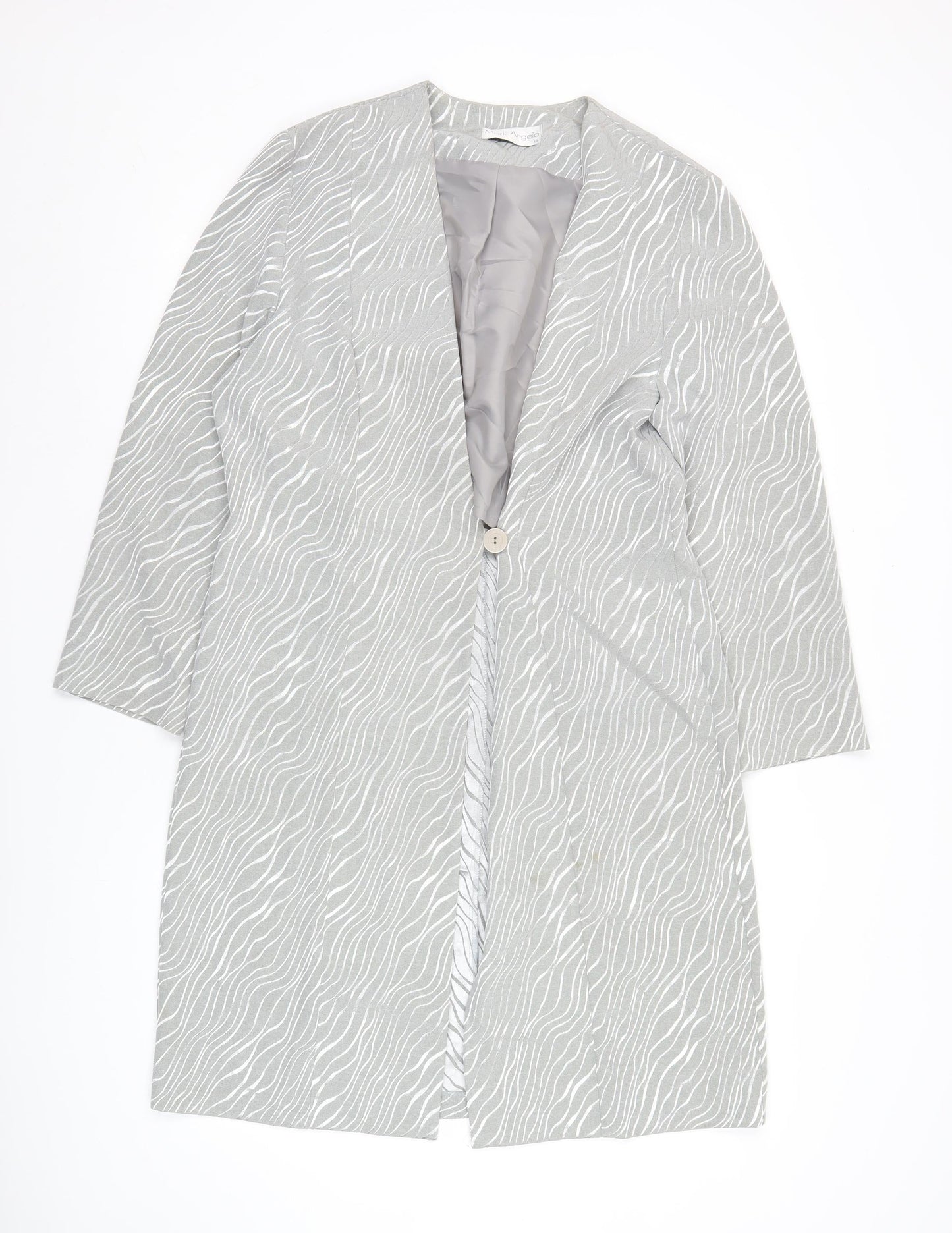 Mark Angelo Womens Grey Animal Print Long Coat Size 16 Polyester