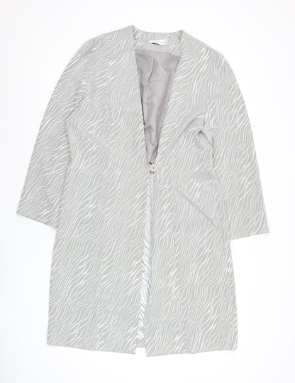 Mark Angelo Womens Grey Animal Print Long Coat Size 16 Polyester