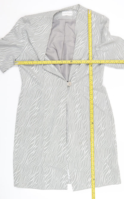 Mark Angelo Womens Grey Animal Print Long Coat Size 16 Polyester