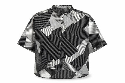 New Look Womens Black Geometric Cold Shoulder Button Up Shirt Size 12