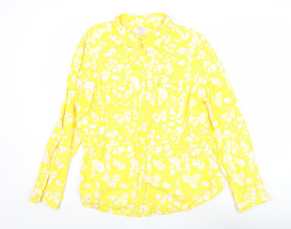Old Navy Women’s Yellow Floral Cotton Button-Up Shirt 2XL