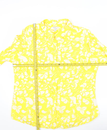 Old Navy Women’s Yellow Floral Cotton Button-Up Shirt 2XL