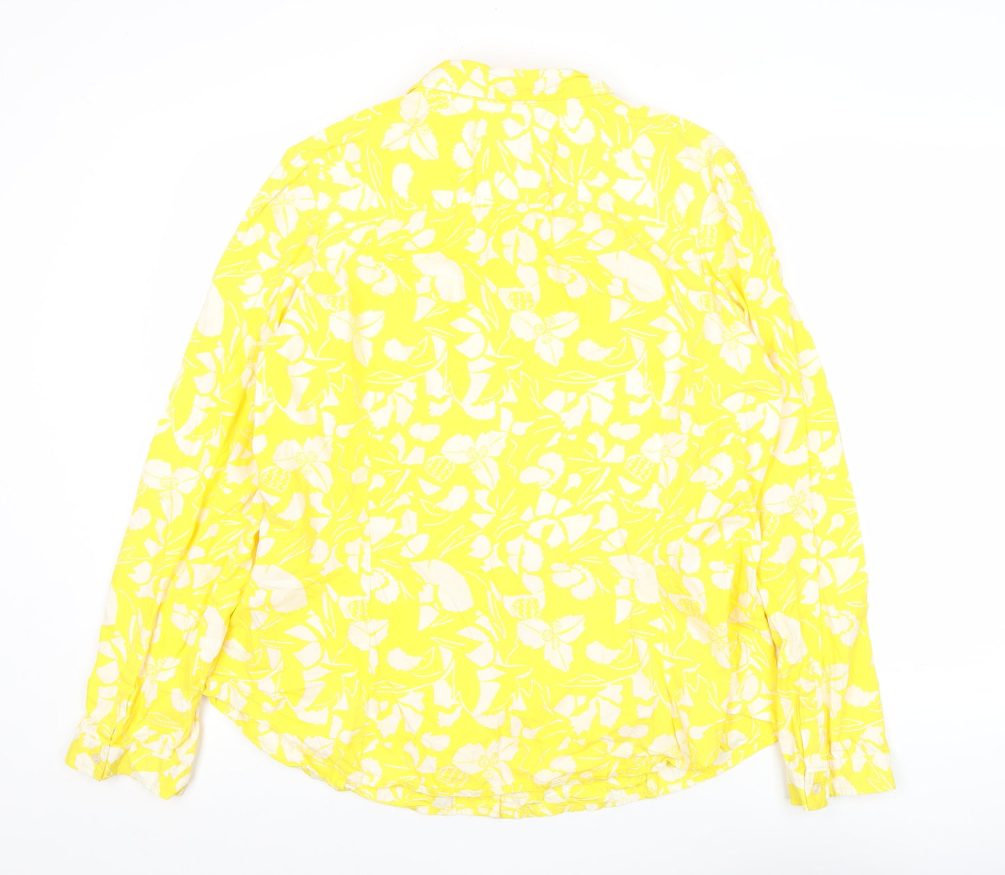 Old Navy Women’s Yellow Floral Cotton Button-Up Shirt 2XL