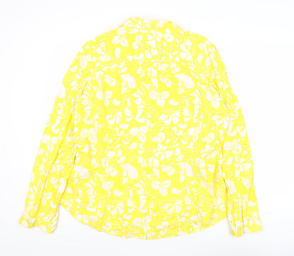Old Navy Women’s Yellow Floral Cotton Button-Up Shirt 2XL
