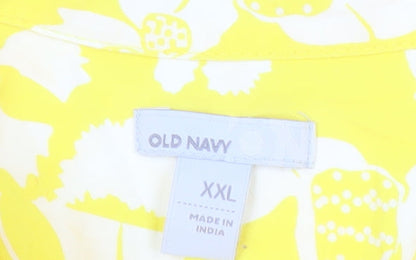 Old Navy Women’s Yellow Floral Cotton Button-Up Shirt 2XL