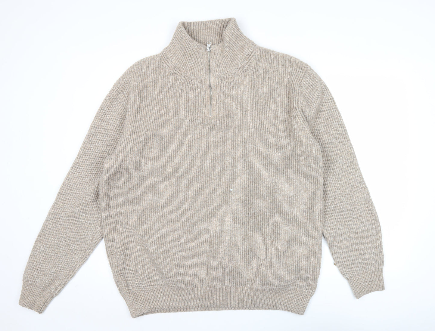 Easy Men’s Beige 2XL 1/4 Zip Knit Pullover Jumper