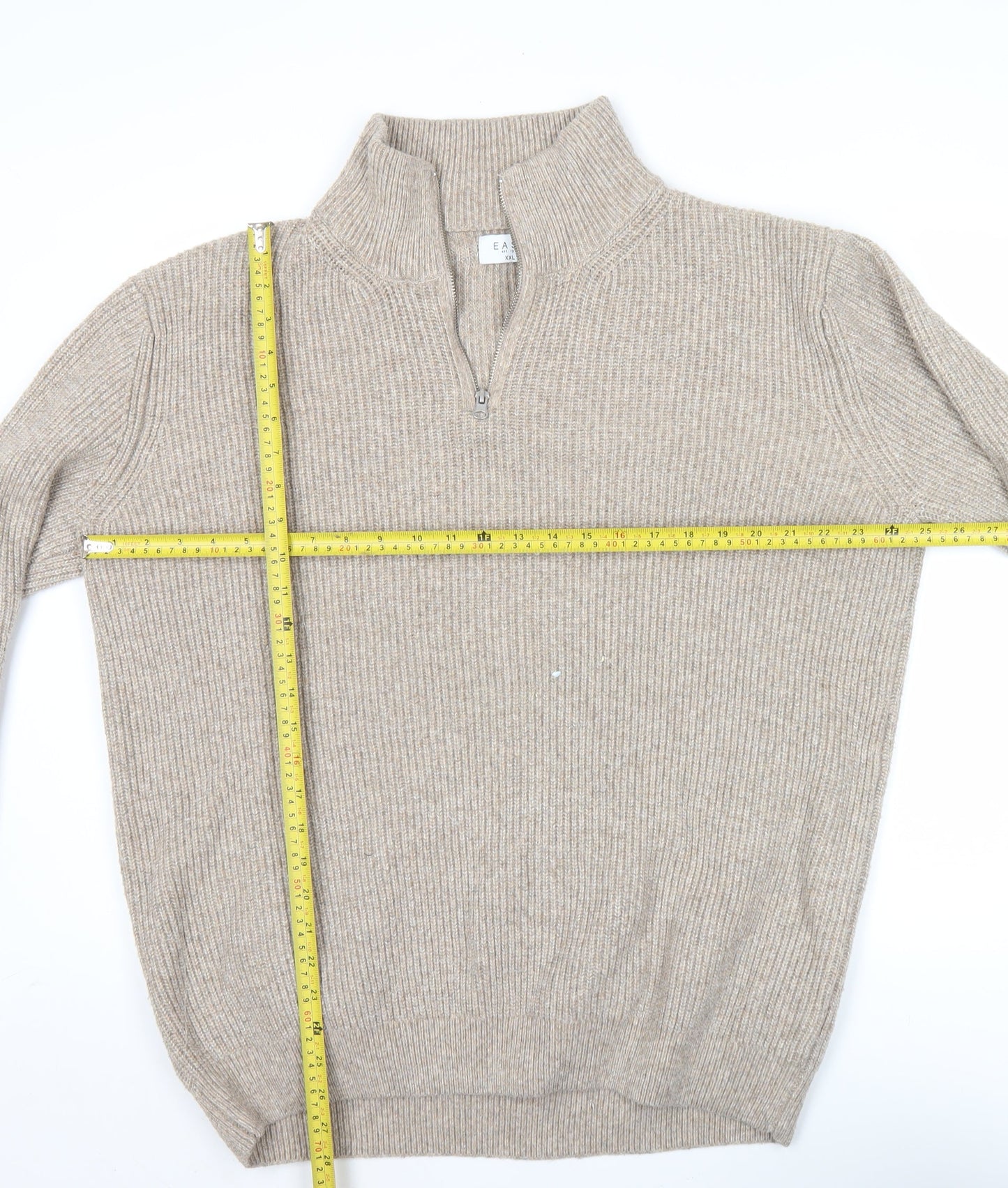 Easy Men’s Beige 2XL 1/4 Zip Knit Pullover Jumper