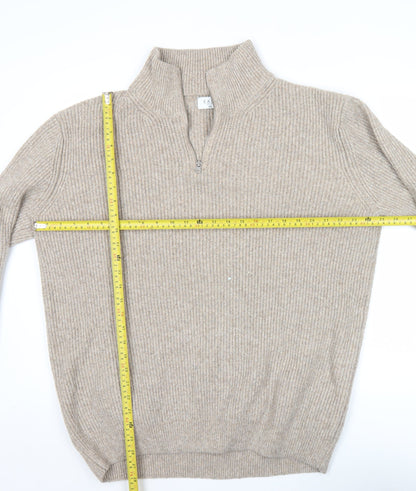 Easy Men’s Beige 2XL 1/4 Zip Knit Pullover Jumper