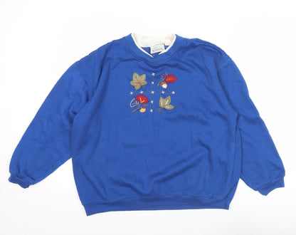 Basic Editions Women’s Blue Embroidered Sweatshirt Size S