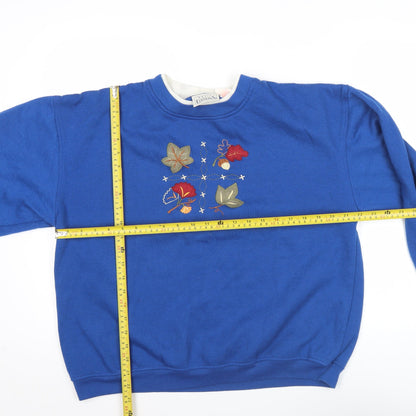 Basic Editions Women’s Blue Embroidered Sweatshirt Size S