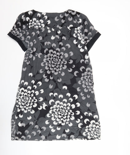 H&M Women’s Black Floral Shirt Dress UK 12 Short Sleeve