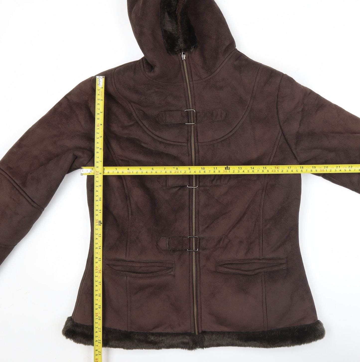 Avenue Womens Brown Hooded Winter Coat Size 14 Lined Polyester