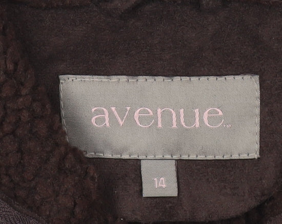 Avenue Womens Brown Hooded Winter Coat Size 14 Lined Polyester