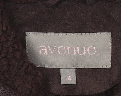Avenue Womens Brown Hooded Winter Coat Size 14 Lined Polyester