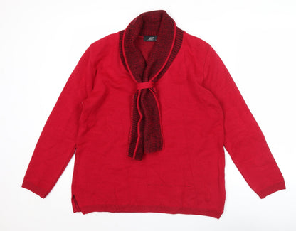 ME Womens Red Cowl Neck Knit Pullover Jumper Size M