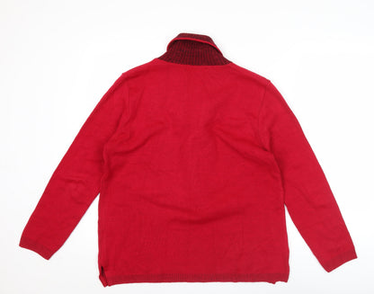 ME Womens Red Cowl Neck Knit Pullover Jumper Size M