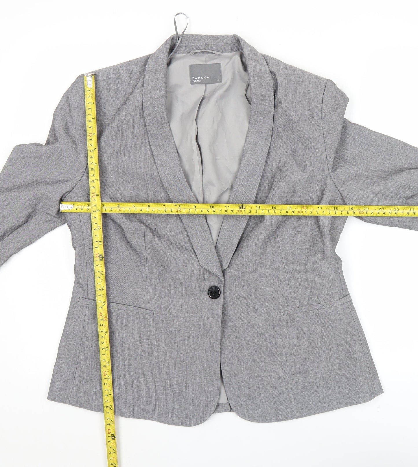 Papaya Women’s Grey Blazer Size 14 Classic Work Office Jacket