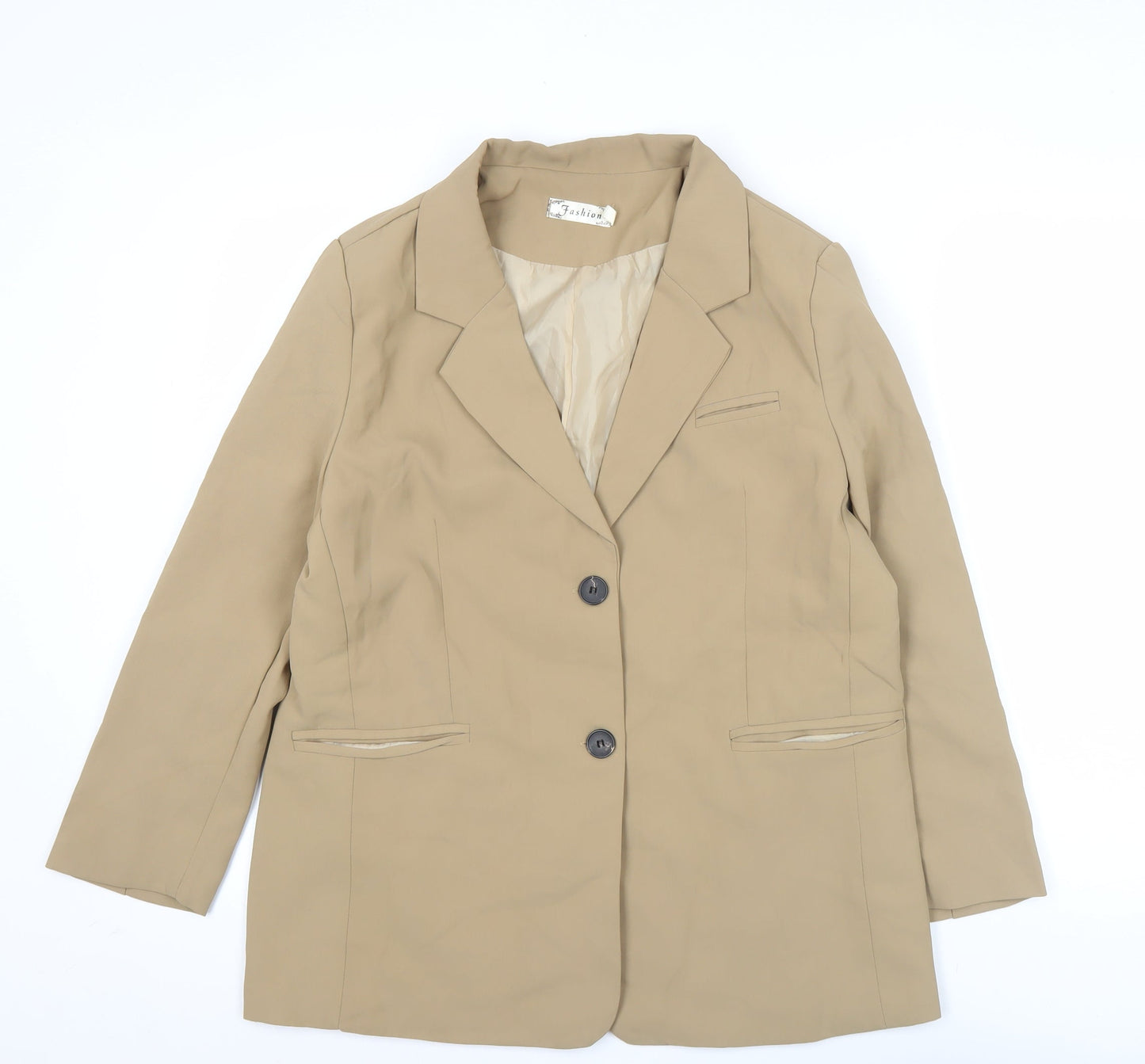 Fashion Women's Beige M Blazer Single-Breasted Work Jacket