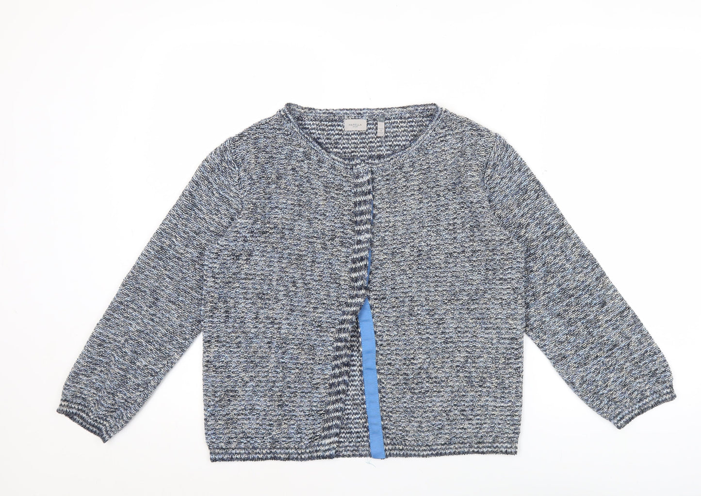 Marella Sport Women’s Blue Knit Cardigan M Crew Neck Long Sleeve