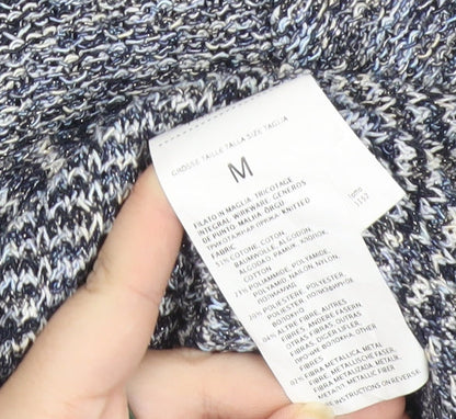 Marella Sport Women’s Blue Knit Cardigan M Crew Neck Long Sleeve