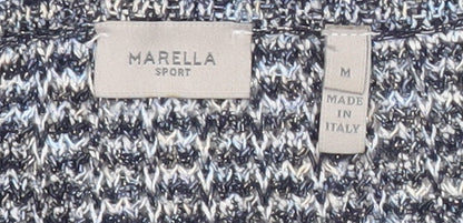 Marella Sport Women’s Blue Knit Cardigan M Crew Neck Long Sleeve