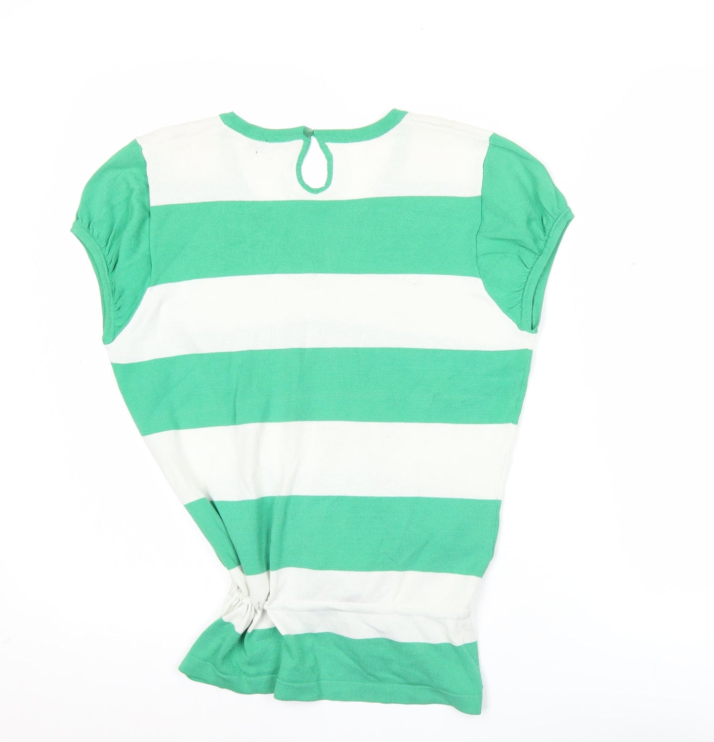 MISSON Women’s Green White Striped 2XL Tunic V-Neck Top