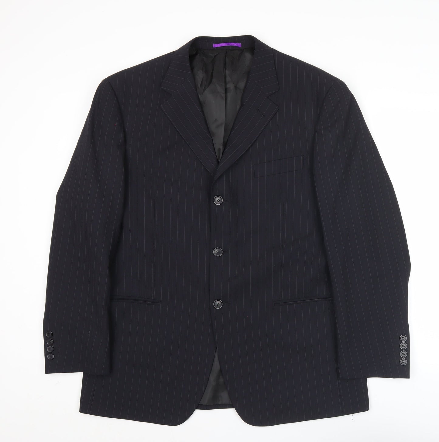 Taylor & Wright Men's Black Pinstripe 42R Suit Jacket Wool Blend
