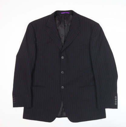 Taylor & Wright Men's Black Pinstripe 42R Suit Jacket Wool Blend
