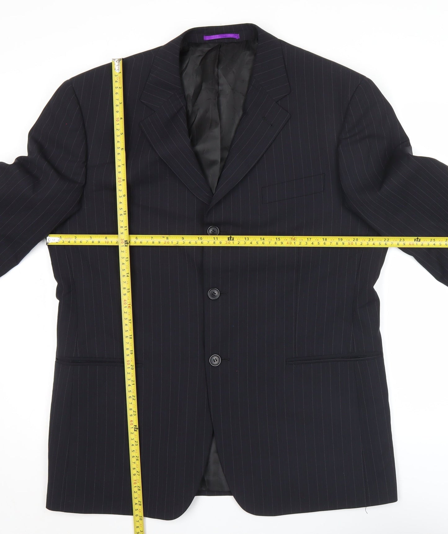 Taylor & Wright Men's Black Pinstripe 42R Suit Jacket Wool Blend