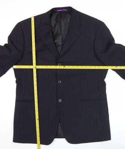 Taylor & Wright Men's Black Pinstripe 42R Suit Jacket Wool Blend