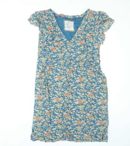 Fat Face Women’s Blue Floral Viscose Knee Length Wrap Dress Size 14