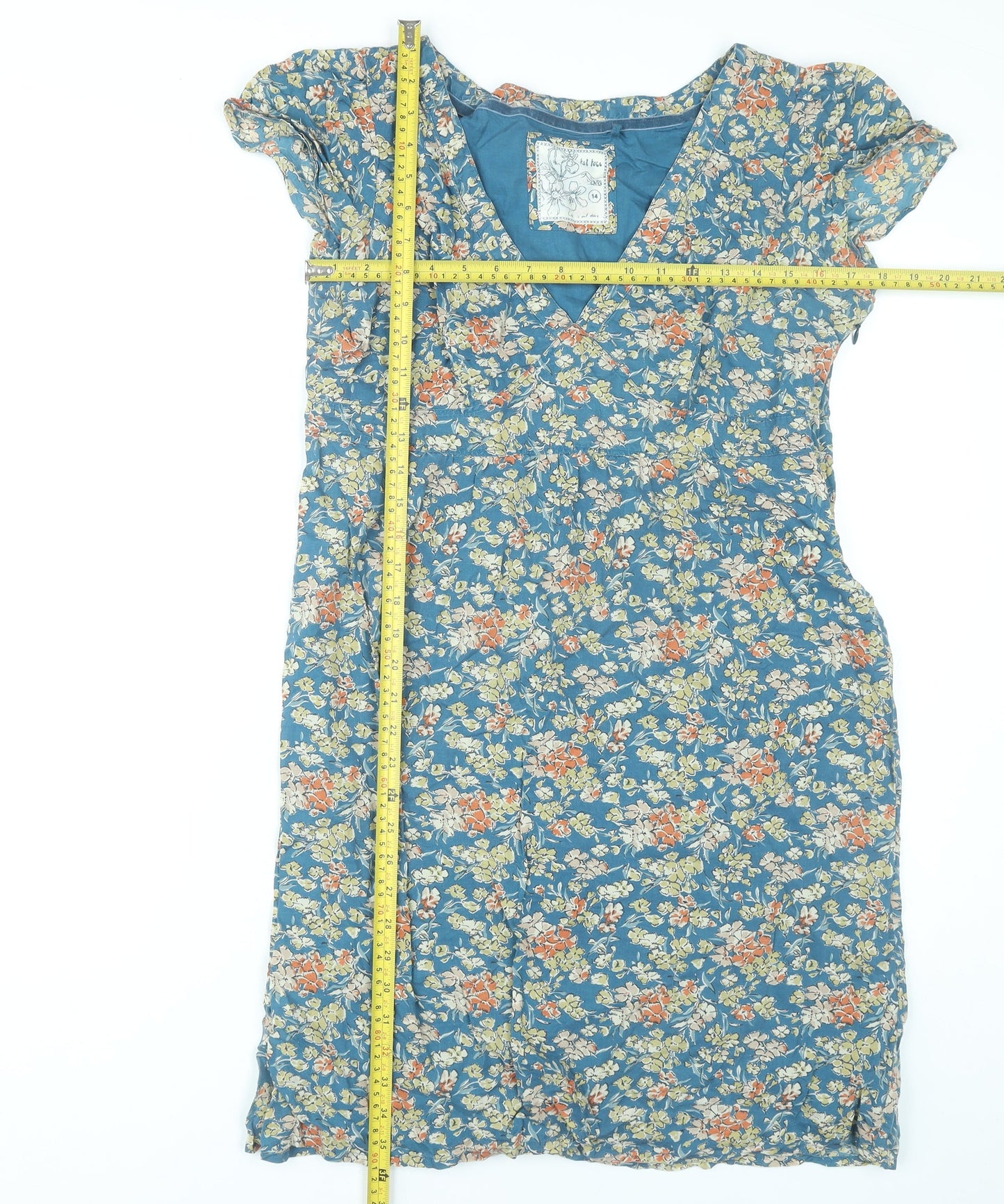 Fat Face Women’s Blue Floral Viscose Knee Length Wrap Dress Size 14