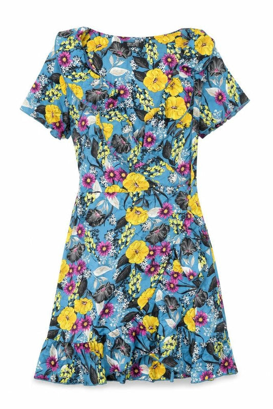 Girls on Film Women’s Multicoloured Floral Wrap Dress UK 10 Short Sleeve