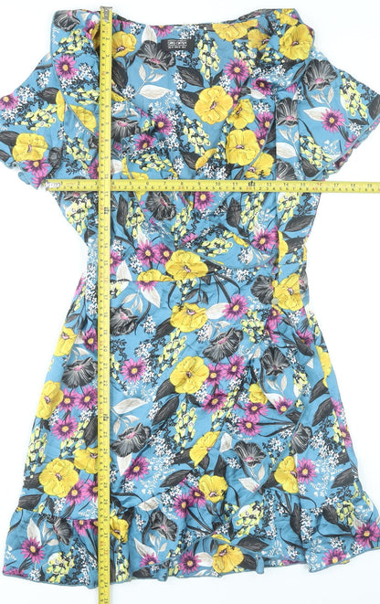 Girls on Film Women’s Multicoloured Floral Wrap Dress UK 10 Short Sleeve