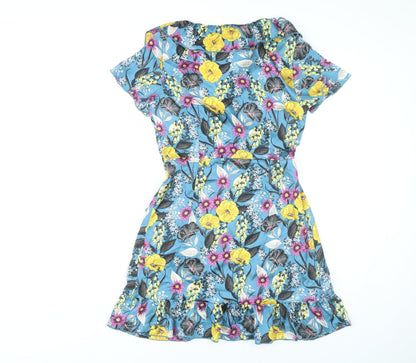 Girls on Film Women’s Multicoloured Floral Wrap Dress UK 10 Short Sleeve