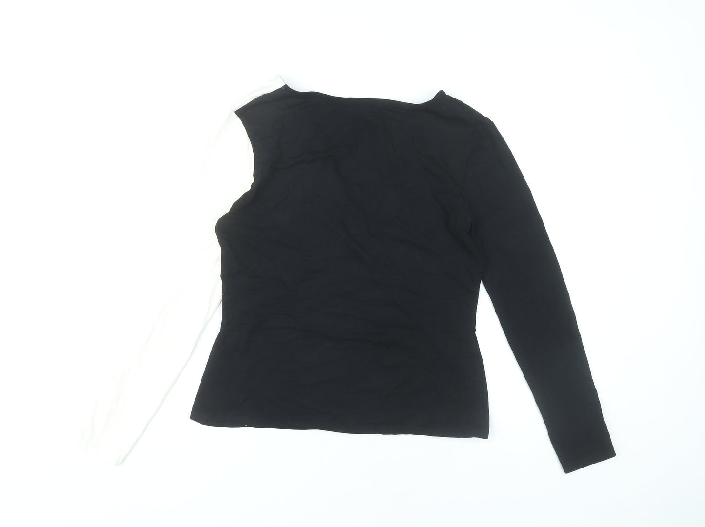 Karen Millen Women’s Black White Wrap Blouse UK 12 Long Sleeve Top
