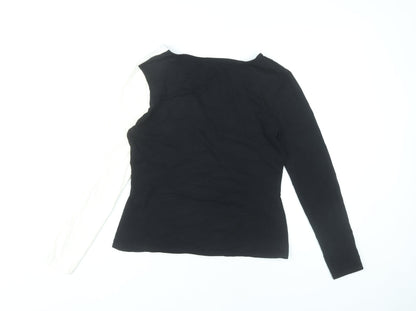 Karen Millen Women’s Black White Wrap Blouse UK 12 Long Sleeve Top