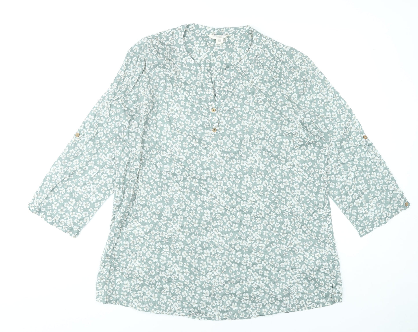 Mountain Warehouse Women Green Floral Cotton Tunic Blouse UK 20