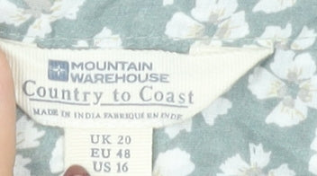 Mountain Warehouse Women Green Floral Cotton Tunic Blouse UK 20