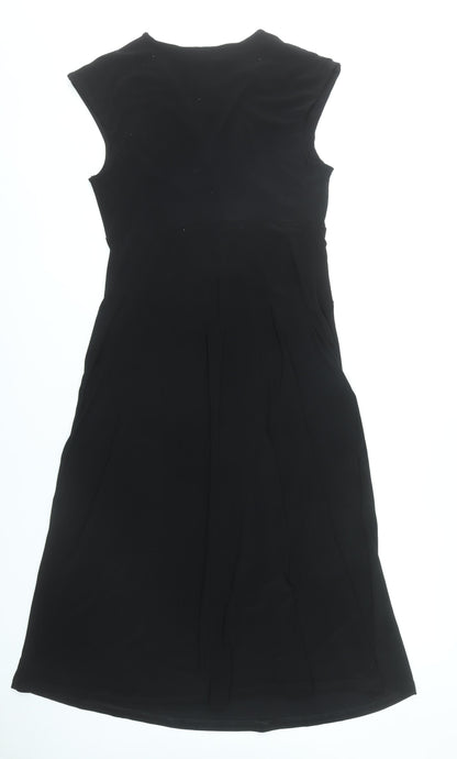 Joanna Hope Women’s Black Size 12 Sleeveless Beaded Wrap Dress