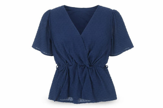 Quiz Women’s Blue Wrap Blouse UK 10 Flared Sleeve Chiffon