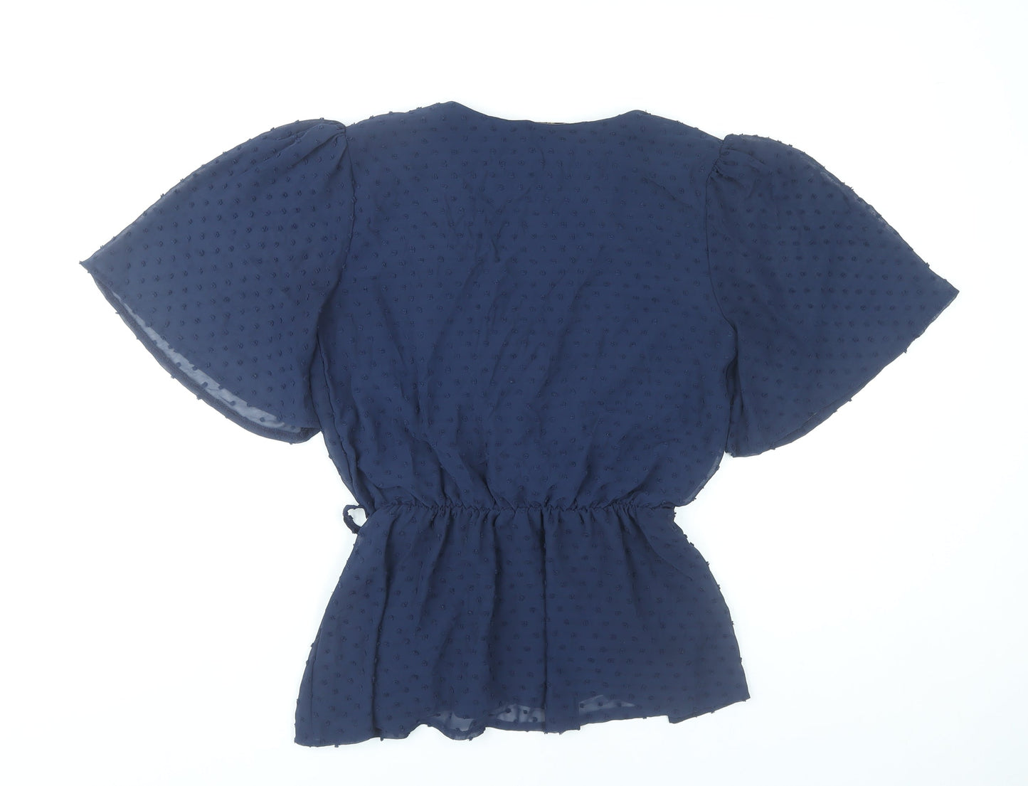 Quiz Women’s Blue Wrap Blouse UK 10 Flared Sleeve Chiffon