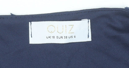 Quiz Women’s Blue Wrap Blouse UK 10 Flared Sleeve Chiffon