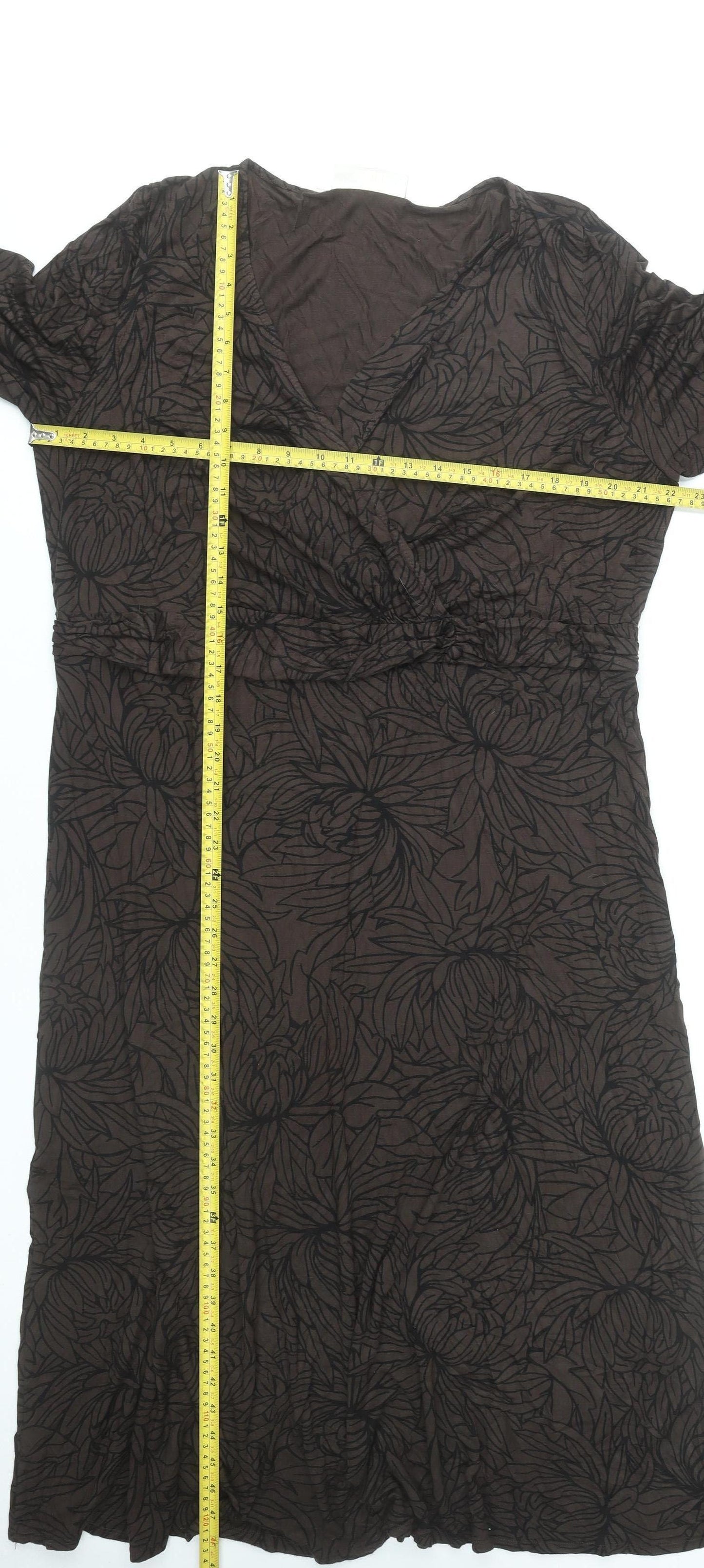 Ann Harvey Women’s Brown Floral Midi Wrap Dress Size 22